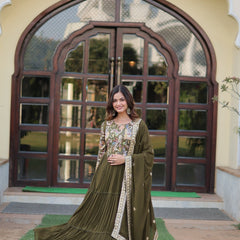 Ganga's Green Readymade Gown