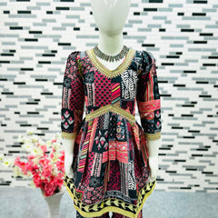 New Designer Heavy American Crepe Alia Cut Top With Shararaa OC-147