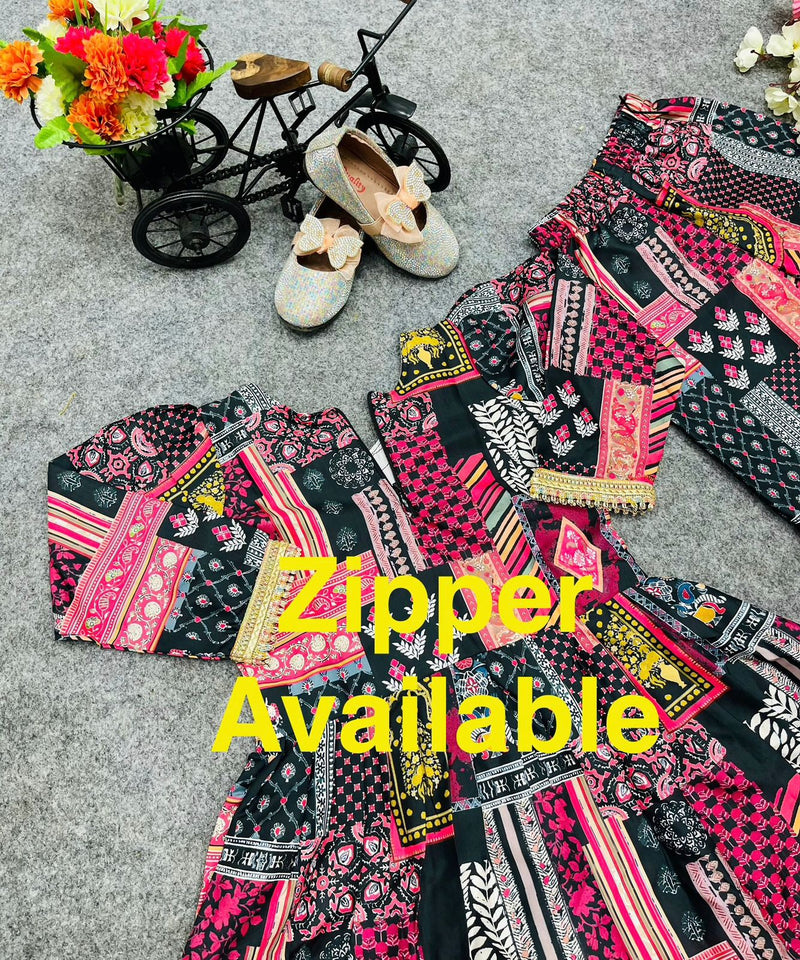 New Designer Heavy American Crepe Alia Cut Top With Shararaa OC-147