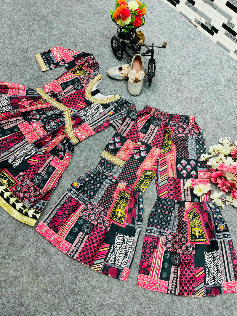 New Designer Heavy American Crepe Alia Cut Top With Shararaa OC-147