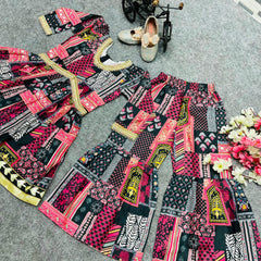 New Designer Heavy American Crepe Alia Cut Top With Shararaa OC-147