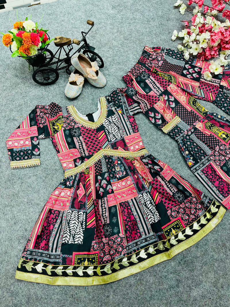 New Designer Heavy American Crepe Alia Cut Top With Shararaa OC-147