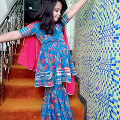 NEW DESIGNER EMBROIDERY SIQUNCE WORK TOP-SARARA AND DUPATTAA OC-149