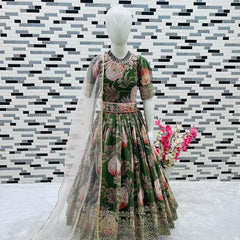 New Designer Heavy Fox Georgettee Gownn OC-152 Green