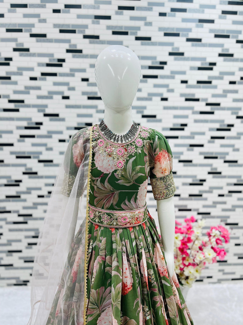 New Designer Heavy Fox Georgettee Gownn OC-152 Green