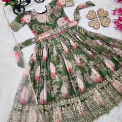 New Designer Heavy Fox Georgettee Gownn OC-152 Green