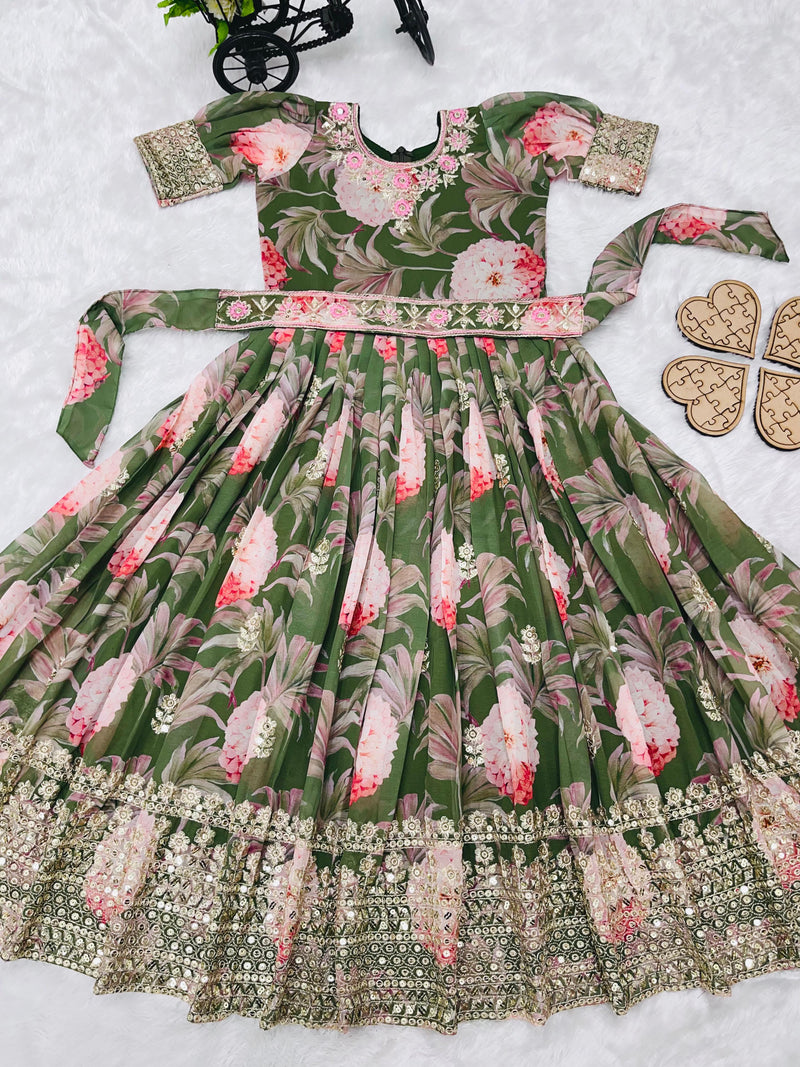 New Designer Heavy Fox Georgettee Gownn OC-152 Green