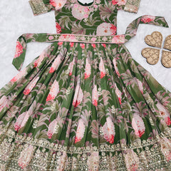 New Designer Heavy Fox Georgettee Gownn OC-152 Green