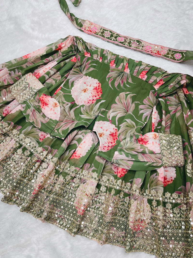 New Designer Heavy Fox Georgettee Gownn OC-152 Green