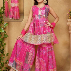 New Designer Heavy Japan Satin Embroidery Work Topp And Shararaa OC-163