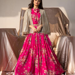 New Designer Lehenga Choli With Koti Ready To Wear Collection OC-210 Hot Pink