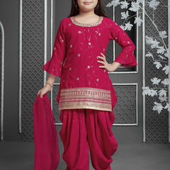 TOP WITH DHOTI SALWARR AND DUPATTAA FULL STTICHED OC-506 Rani