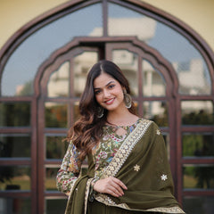 Ganga's Green Readymade Gown