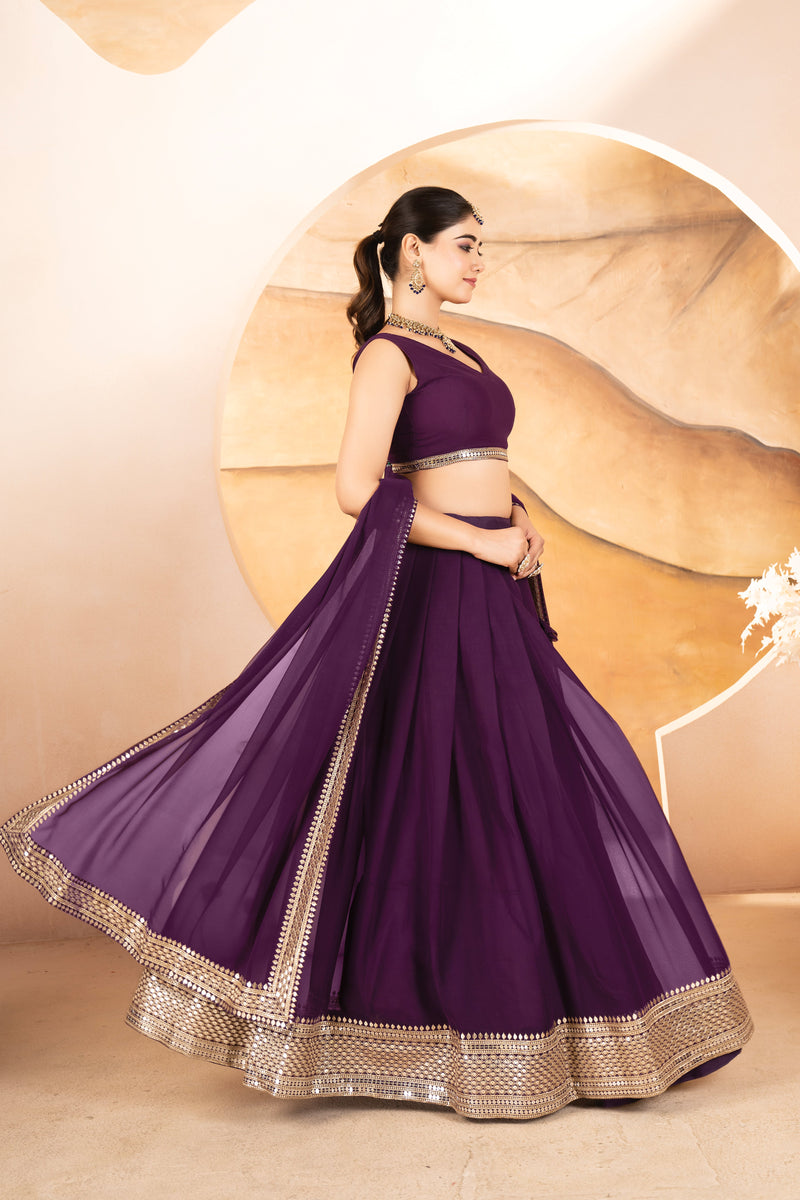 Catalina's Wine Coloured Party Wear Lehenga Choli