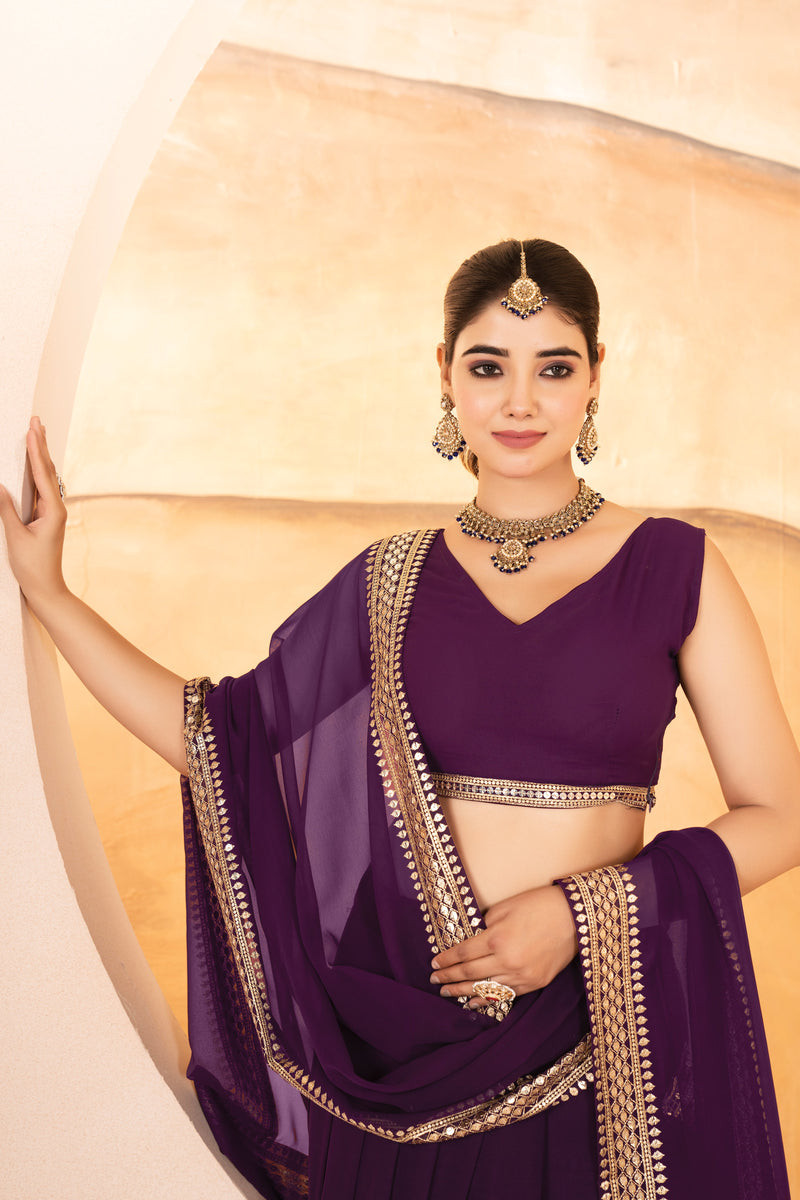 Catalina's Wine Coloured Party Wear Lehenga Choli