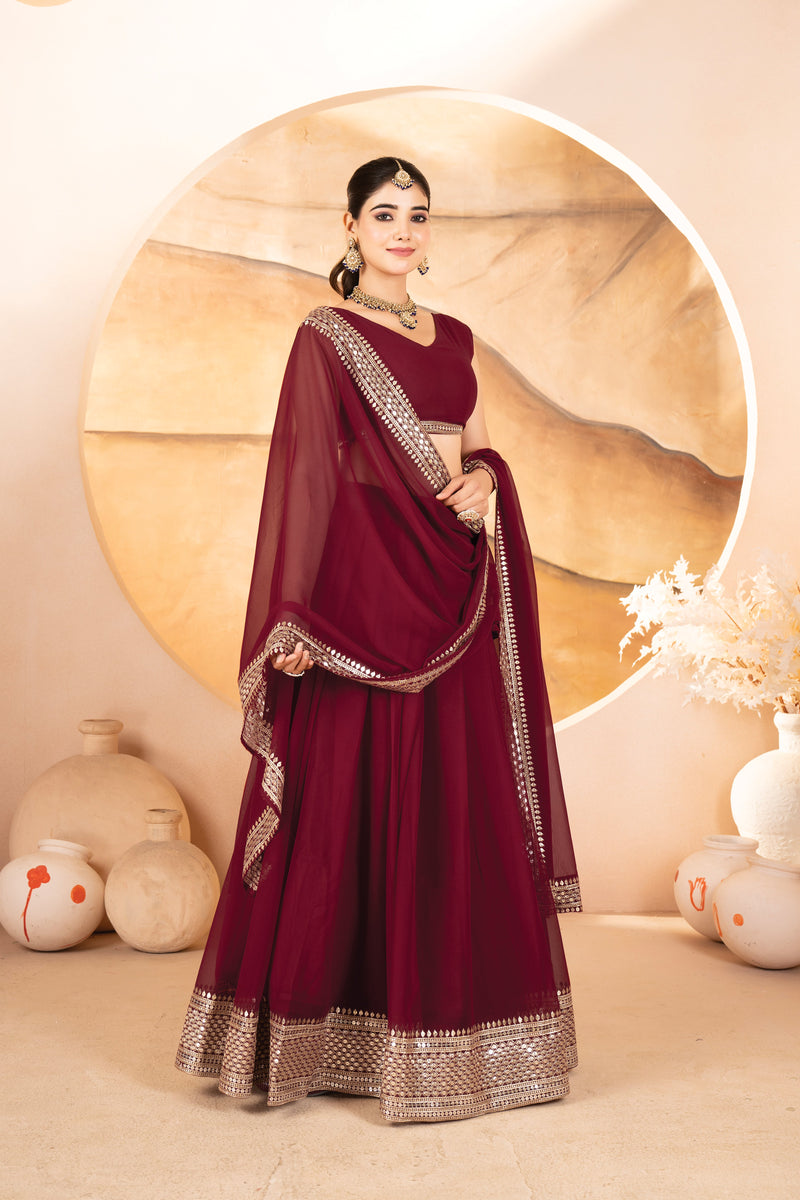 Catalina's Maroon Coloured Party Wear Lehenga Choli