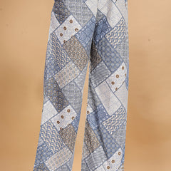 Grey Muslin Cotton Printed Casual Wear Cord Set