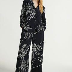 Black Printed Cotton Rayon Cord Set