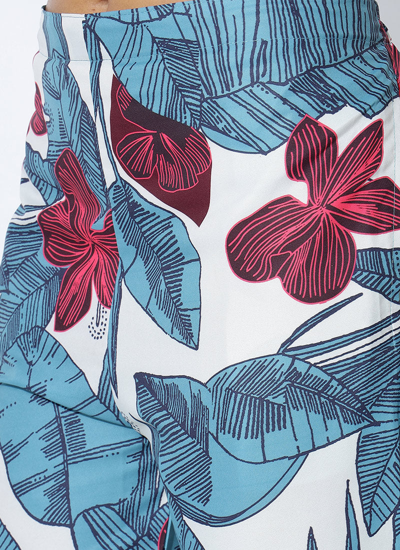 Voguish Blue Printed Palazzo Cord Set