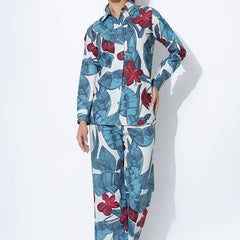 Voguish Blue Printed Palazzo Cord Set