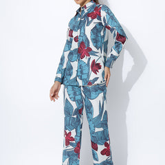 Voguish Blue Printed Palazzo Cord Set
