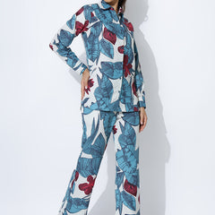 Voguish Blue Printed Palazzo Cord Set