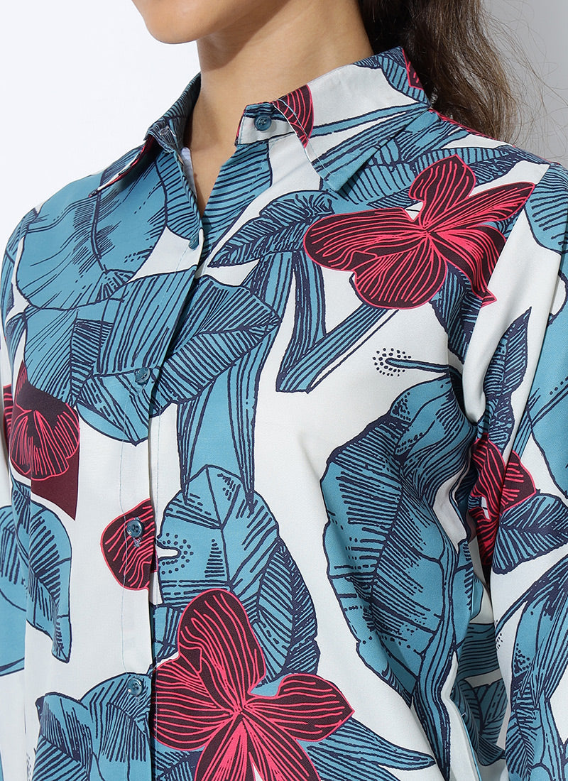 Voguish Blue Printed Palazzo Cord Set