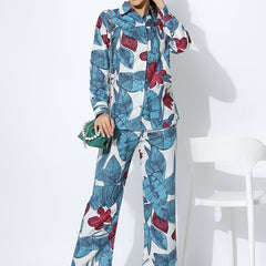 Voguish Blue Printed Palazzo Cord Set