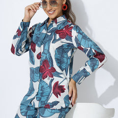 Voguish Blue Printed Palazzo Cord Set