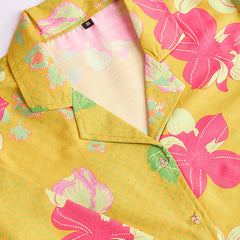 Mystical Yellow Floral Print Party Wear Cord Set