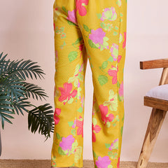 Mystical Yellow Floral Print Party Wear Cord Set