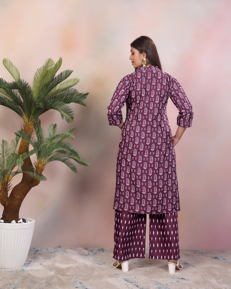 Women Pure Rayon Kurta Palazzo Set
