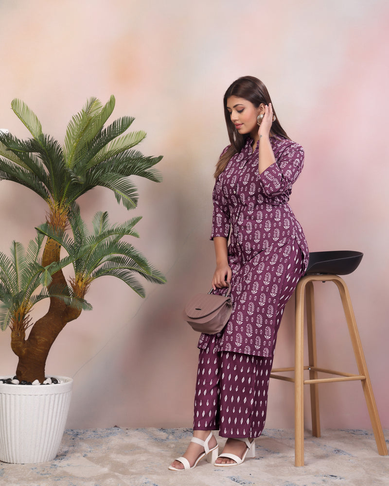 Women Pure Rayon Kurta Palazzo Set