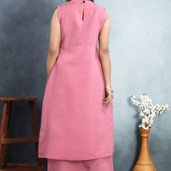 Silk Printed Round Neck Kurti With Pant Set