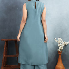 Silk Printed Round Neck Kurti With Pant Set