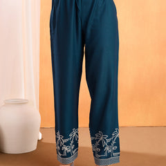 Viscose Rayon Embroidery Work Kurta Pant Set for Womens Stylish Ethnic Wear for Festive & Casual Occasions