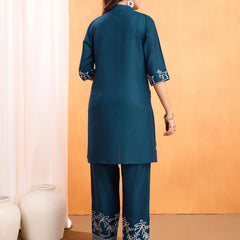 Viscose Rayon Embroidery Work Kurta Pant Set for Womens Stylish Ethnic Wear for Festive & Casual Occasions