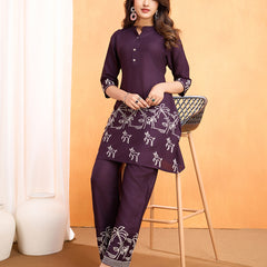 Viscose Rayon Embroidery Work Kurta Pant Set for Womens Stylish Ethnic Wear for Festive & Casual Occasions