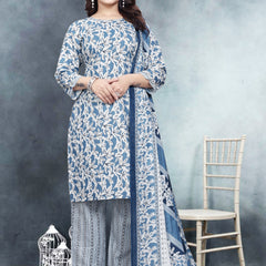 Floral Print Kurta, Trouser/Pant & Dupatta Set