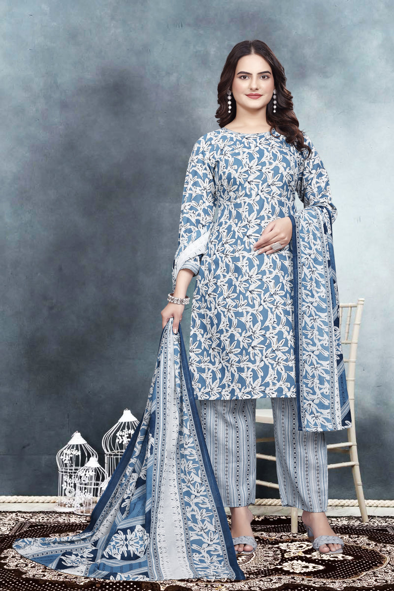 Floral Print Kurta, Trouser/Pant & Dupatta Set