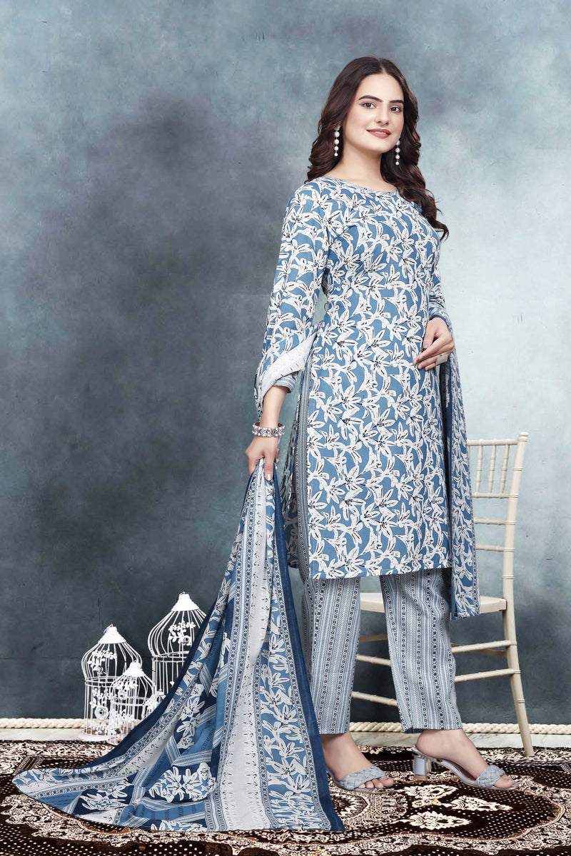 Floral Print Kurta, Trouser/Pant & Dupatta Set