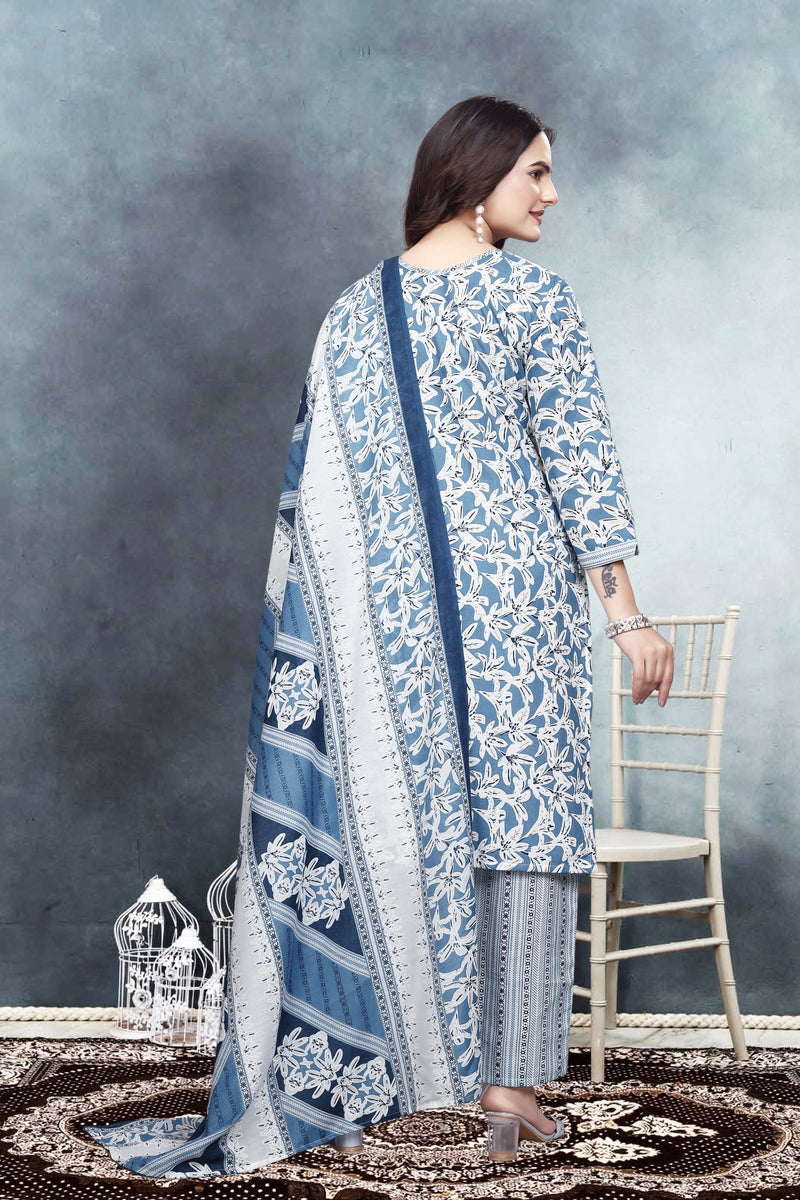 Floral Print Kurta, Trouser/Pant & Dupatta Set