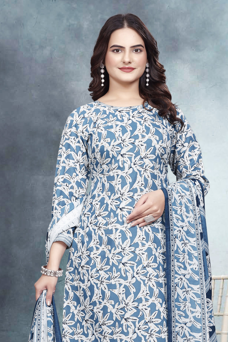 Floral Print Kurta, Trouser/Pant & Dupatta Set