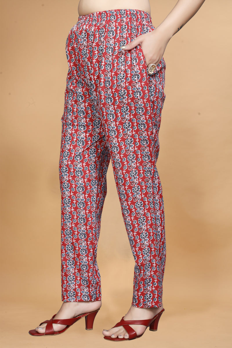 Floral Printed Notch Neck Straight Kurta With Trouser & Dupatta