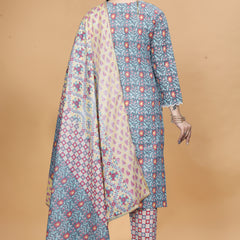 Women Cotton Blend Kurti Pant Dupatta Set/kurti set/kurta set