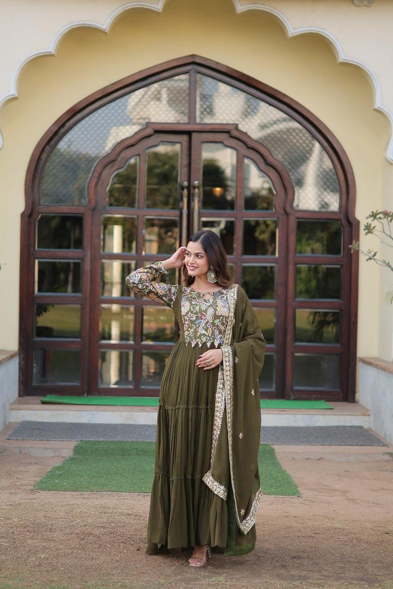 Ganga's Green Readymade Gown