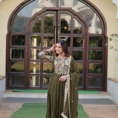 Ganga's Green Readymade Gown