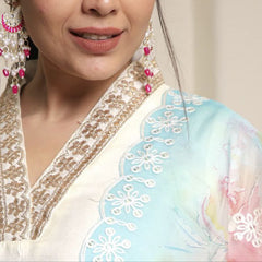 Aleena Chanderi Cotton Kurta Set with Printed Dupatta – by QueenVastra