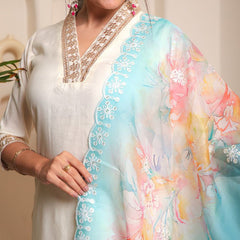 Aleena Chanderi Cotton Kurta Set with Printed Dupatta – by QueenVastra