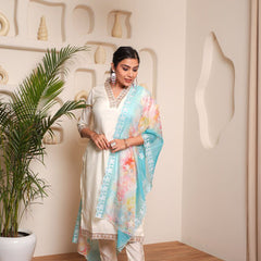 Aleena Chanderi Cotton Kurta Set with Printed Dupatta – by QueenVastra
